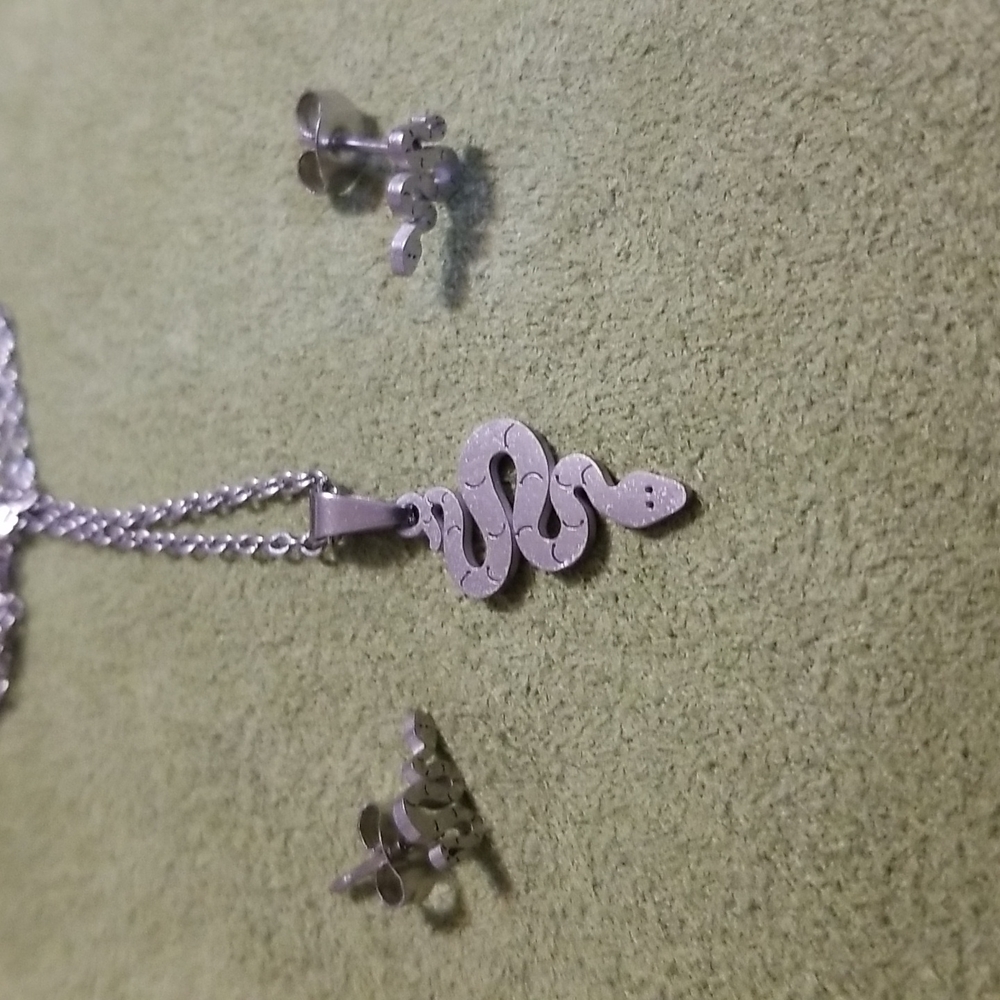 Snake Pendant and Earrings Set
